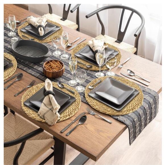 Woven Placemats Set of 6, Natural Water Hyacinth Place mats, 12 inch Ra... - Picture 2 of 9